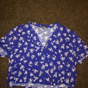 Cropped floral button up.